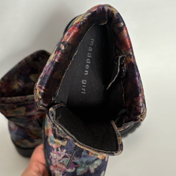 Madden Girl Floral Combat Boots - Black and Multicolor - Picture 11 of 16